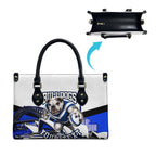 Personalised Canterbury Bankstown Bulldogs Leather Bag Rugby Mascot Sydney City Skyline