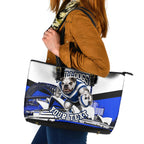 Personalised Canterbury Bankstown Bulldogs Leather Tote Bag Rugby Mascot Sydney City Skyline