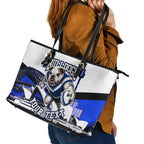 Personalised Canterbury Bankstown Bulldogs Leather Tote Bag Rugby Mascot Sydney City Skyline