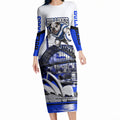 Personalised Canterbury Bankstown Bulldogs Long Sleeve Bodycon Dress Rugby Mascot Sydney City Skyline