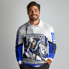 Personalised Canterbury Bankstown Bulldogs Long Sleeve Polo Shirt Rugby Mascot Sydney City Skyline