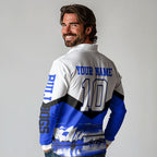 Personalised Canterbury Bankstown Bulldogs Long Sleeve Polo Shirt Rugby Mascot Sydney City Skyline
