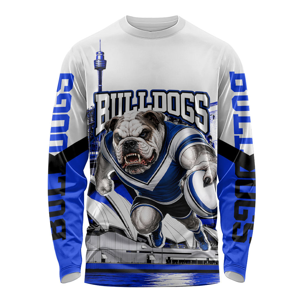 Personalised Canterbury Bankstown Bulldogs Long Sleeve Shirt Rugby Mascot Sydney City Skyline