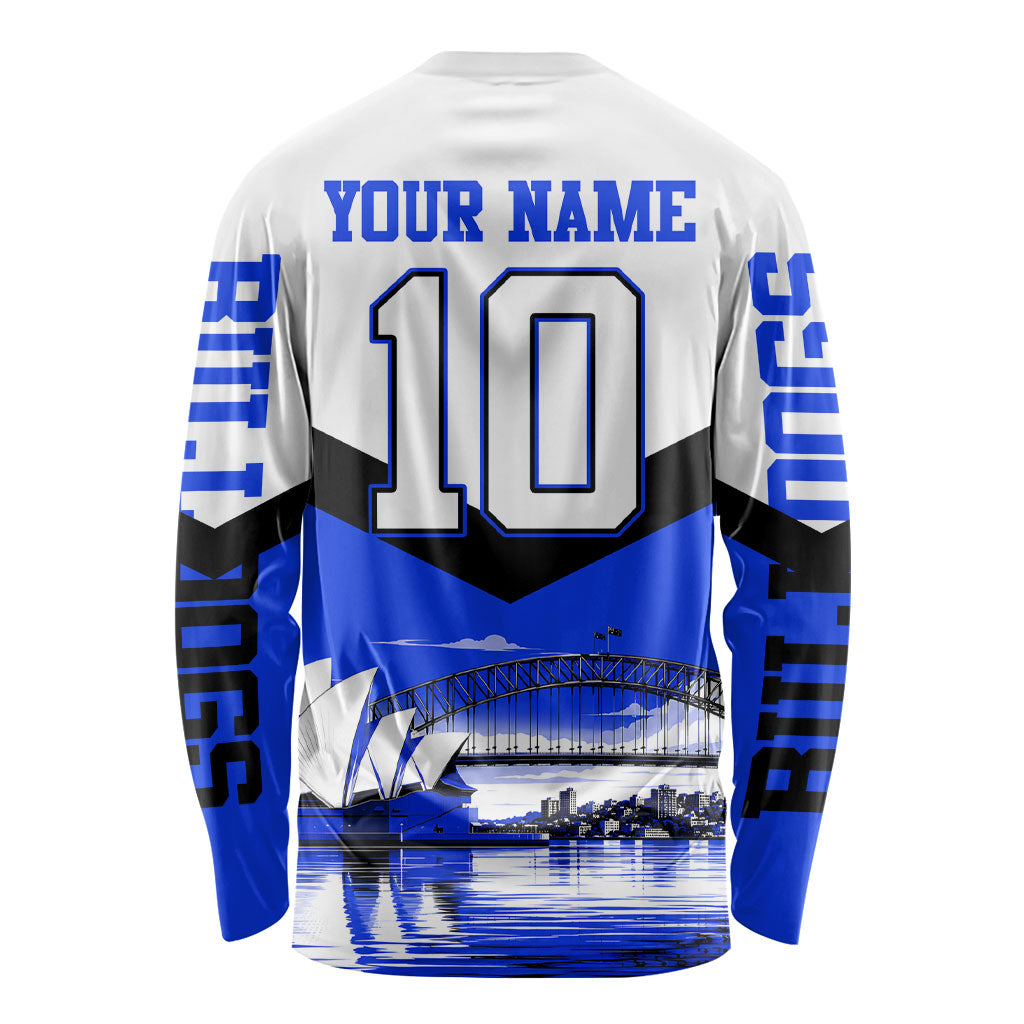 Personalised Canterbury Bankstown Bulldogs Long Sleeve Shirt Rugby Mascot Sydney City Skyline