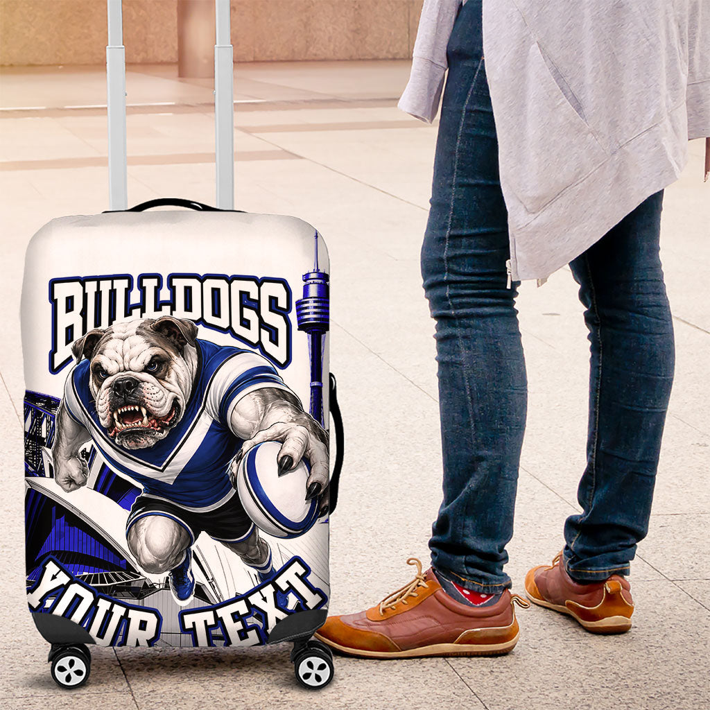 Personalised Canterbury Bankstown Bulldogs Luggage Cover Rugby Mascot Sydney City Skyline