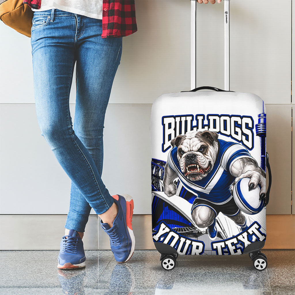 Personalised Canterbury Bankstown Bulldogs Luggage Cover Rugby Mascot Sydney City Skyline