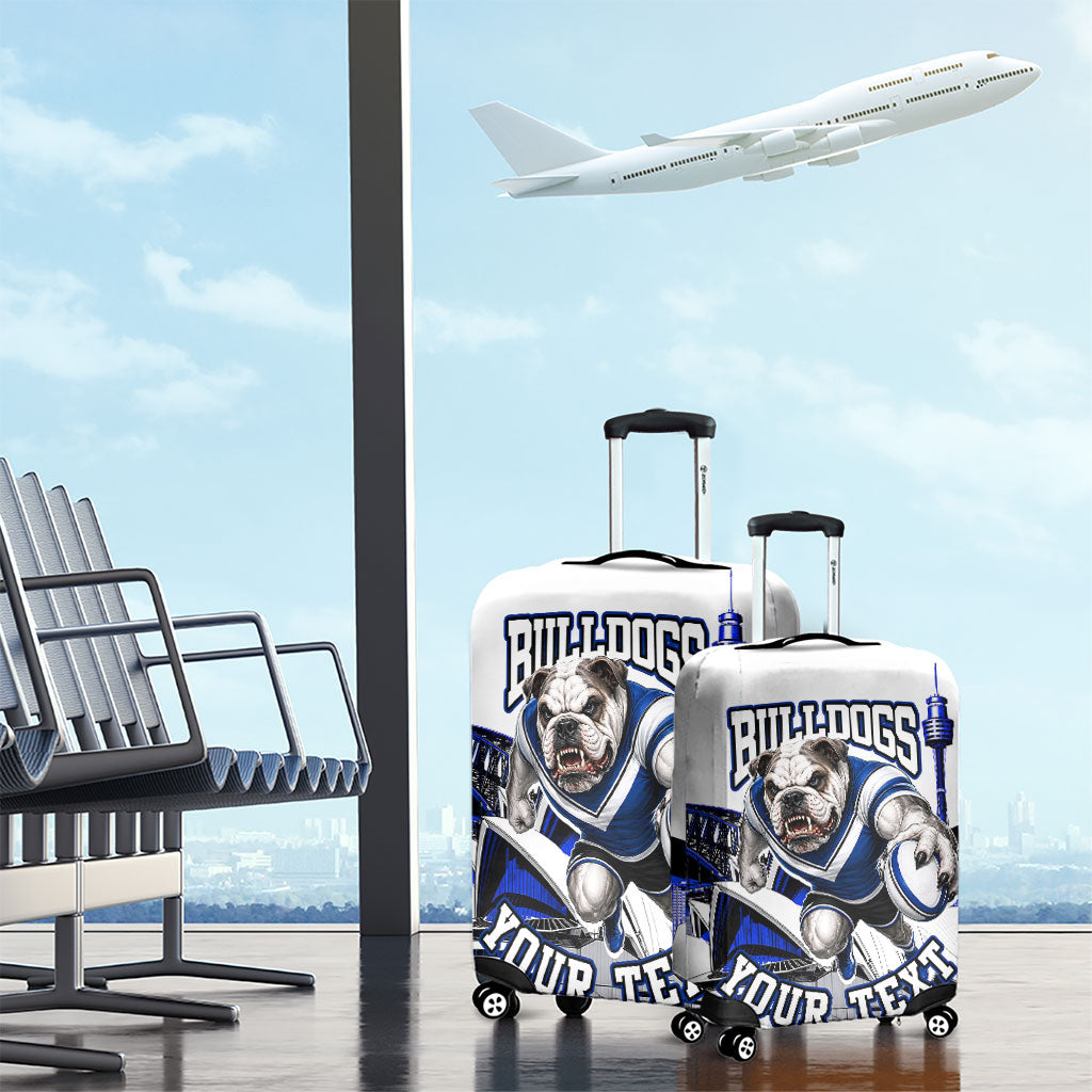 Personalised Canterbury Bankstown Bulldogs Luggage Cover Rugby Mascot Sydney City Skyline