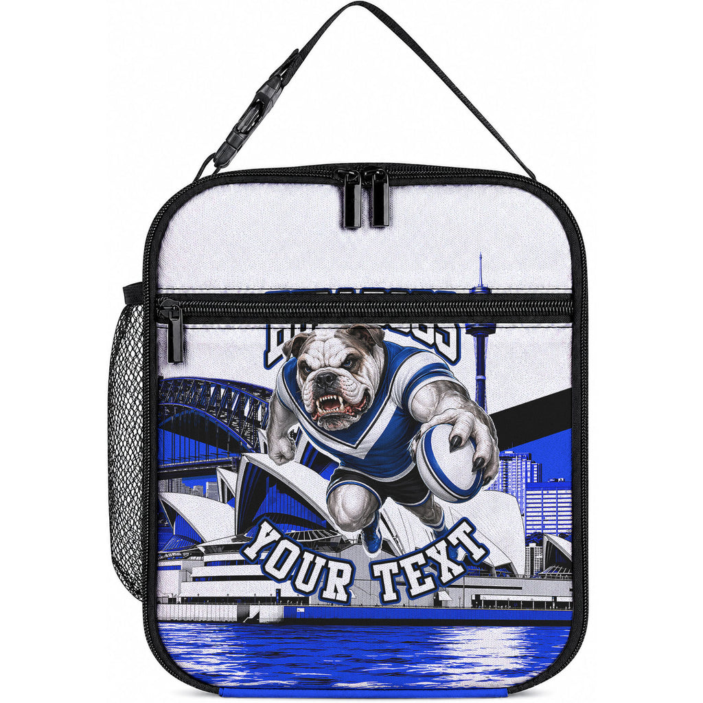 Personalised Canterbury Bankstown Bulldogs Lunch Bag Rugby Mascot Sydney City Skyline