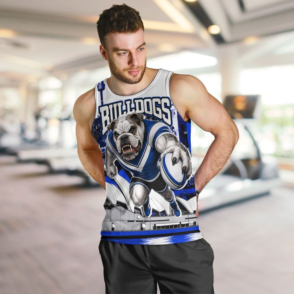 Personalised Canterbury Bankstown Bulldogs Men Tank Top Rugby Mascot Sydney City Skyline