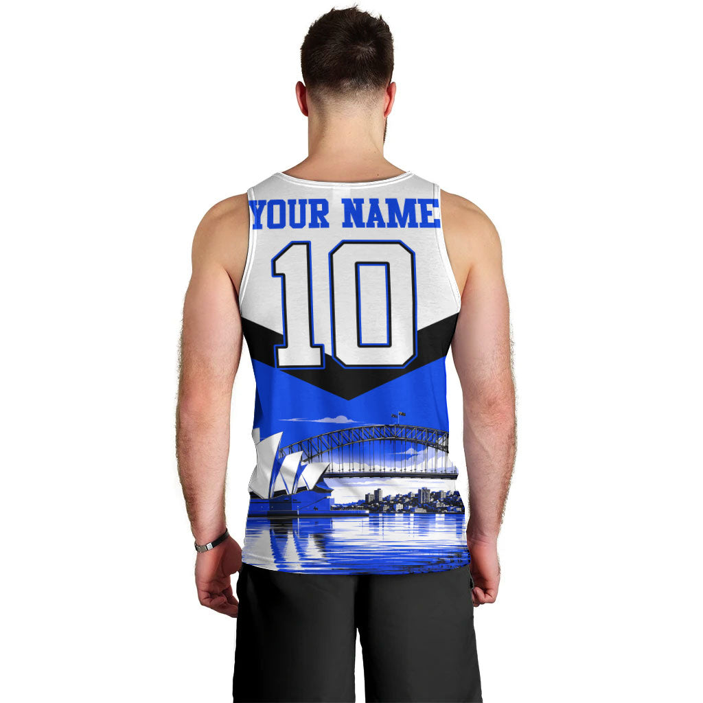 Personalised Canterbury Bankstown Bulldogs Men Tank Top Rugby Mascot Sydney City Skyline