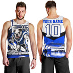 Personalised Canterbury Bankstown Bulldogs Men Tank Top Rugby Mascot Sydney City Skyline