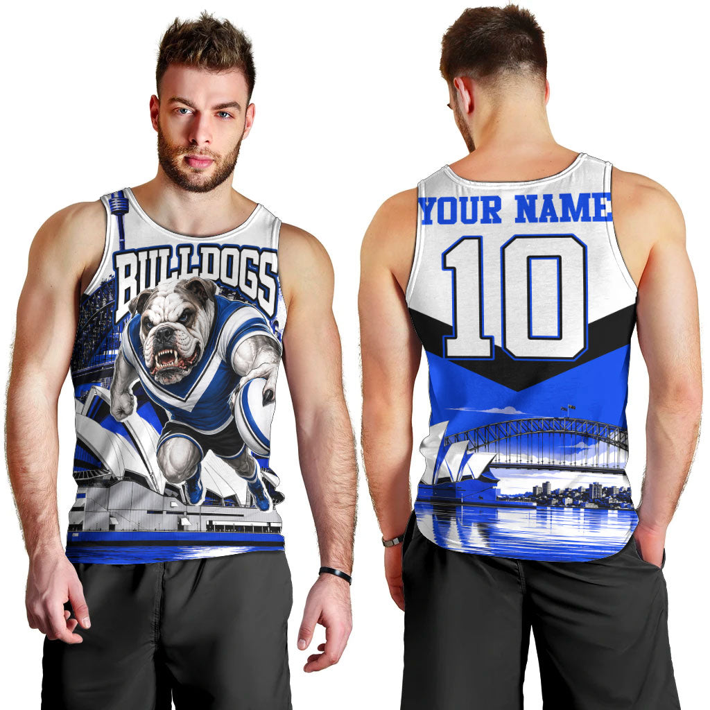 Personalised Canterbury Bankstown Bulldogs Men Tank Top Rugby Mascot Sydney City Skyline