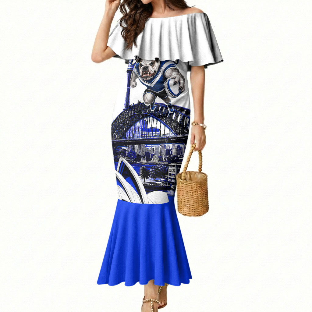 Personalised Canterbury Bankstown Bulldogs Mermaid Dress Rugby Mascot Sydney City Skyline