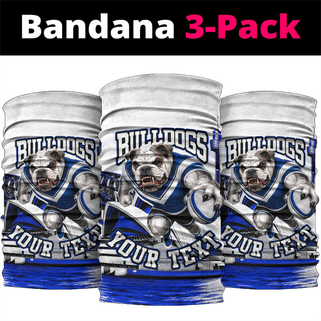 Personalised Canterbury Bankstown Bulldogs Neck Gaiter Rugby Mascot Sydney City Skyline