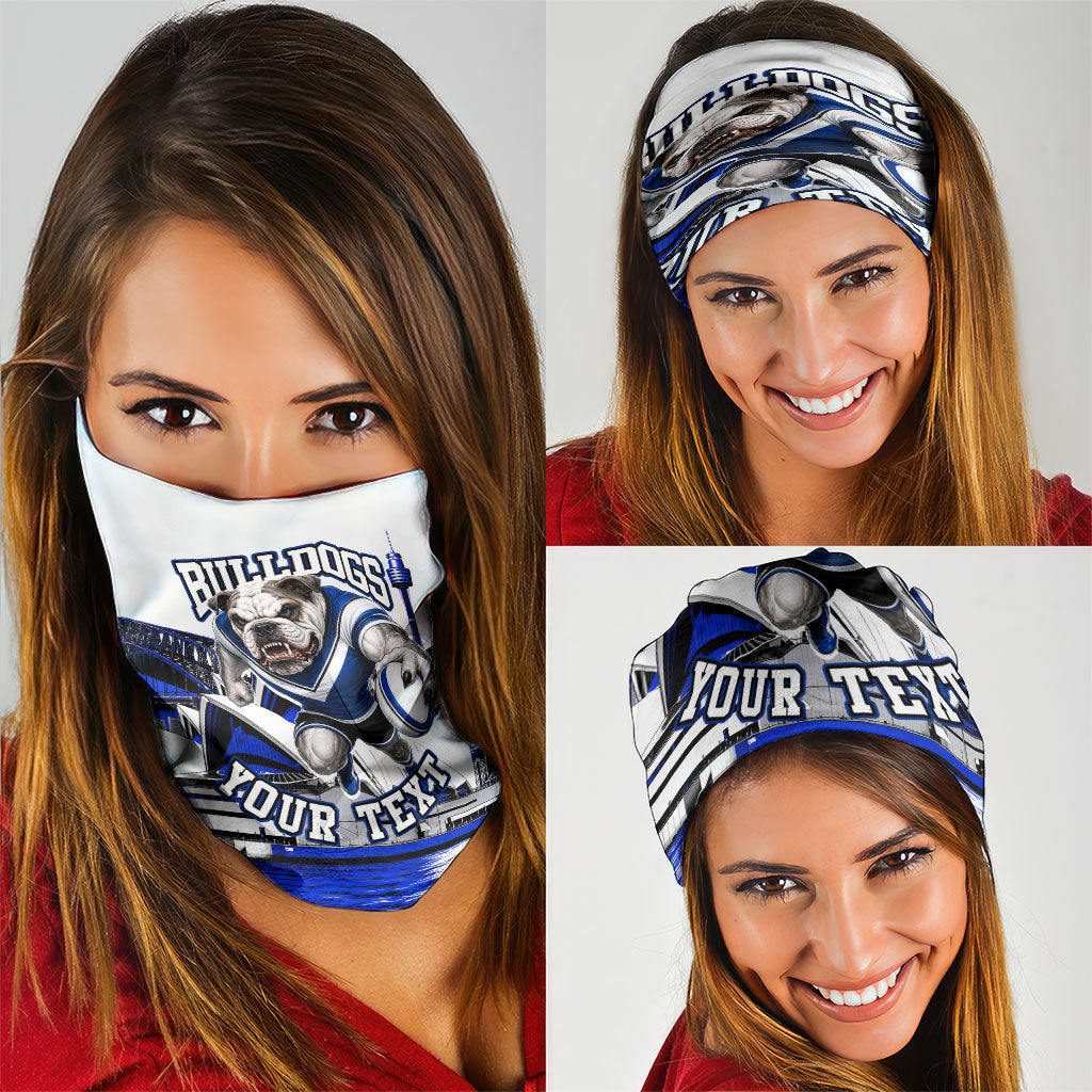 Personalised Canterbury Bankstown Bulldogs Neck Gaiter Rugby Mascot Sydney City Skyline
