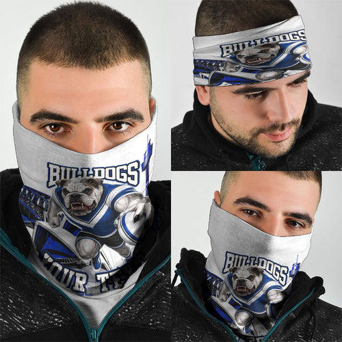 Personalised Canterbury Bankstown Bulldogs Neck Gaiter Rugby Mascot Sydney City Skyline