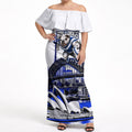 Personalised Canterbury Bankstown Bulldogs Off Shoulder Maxi Dress Rugby Mascot Sydney City Skyline