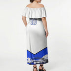 Personalised Canterbury Bankstown Bulldogs Off Shoulder Maxi Dress Rugby Mascot Sydney City Skyline