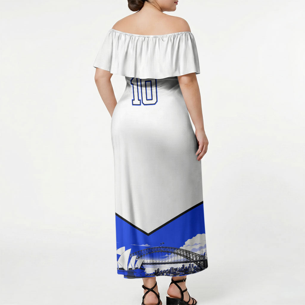 Personalised Canterbury Bankstown Bulldogs Off Shoulder Maxi Dress Rugby Mascot Sydney City Skyline