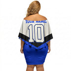 Personalised Canterbury Bankstown Bulldogs Off Shoulder Short Dress Rugby Mascot Sydney City Skyline