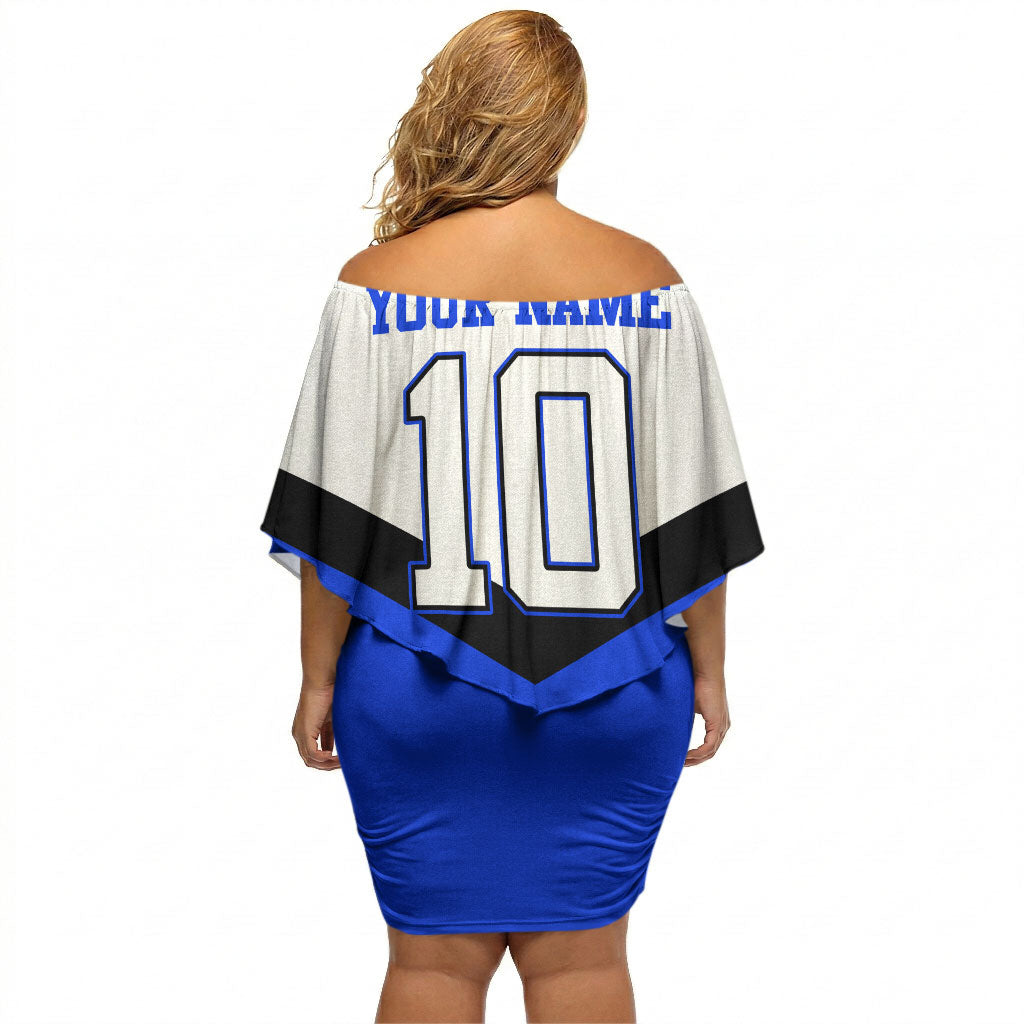 Personalised Canterbury Bankstown Bulldogs Off Shoulder Short Dress Rugby Mascot Sydney City Skyline
