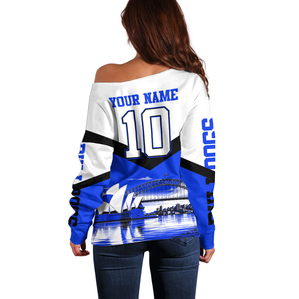 Personalised Canterbury Bankstown Bulldogs Off Shoulder Sweater Rugby Mascot Sydney City Skyline
