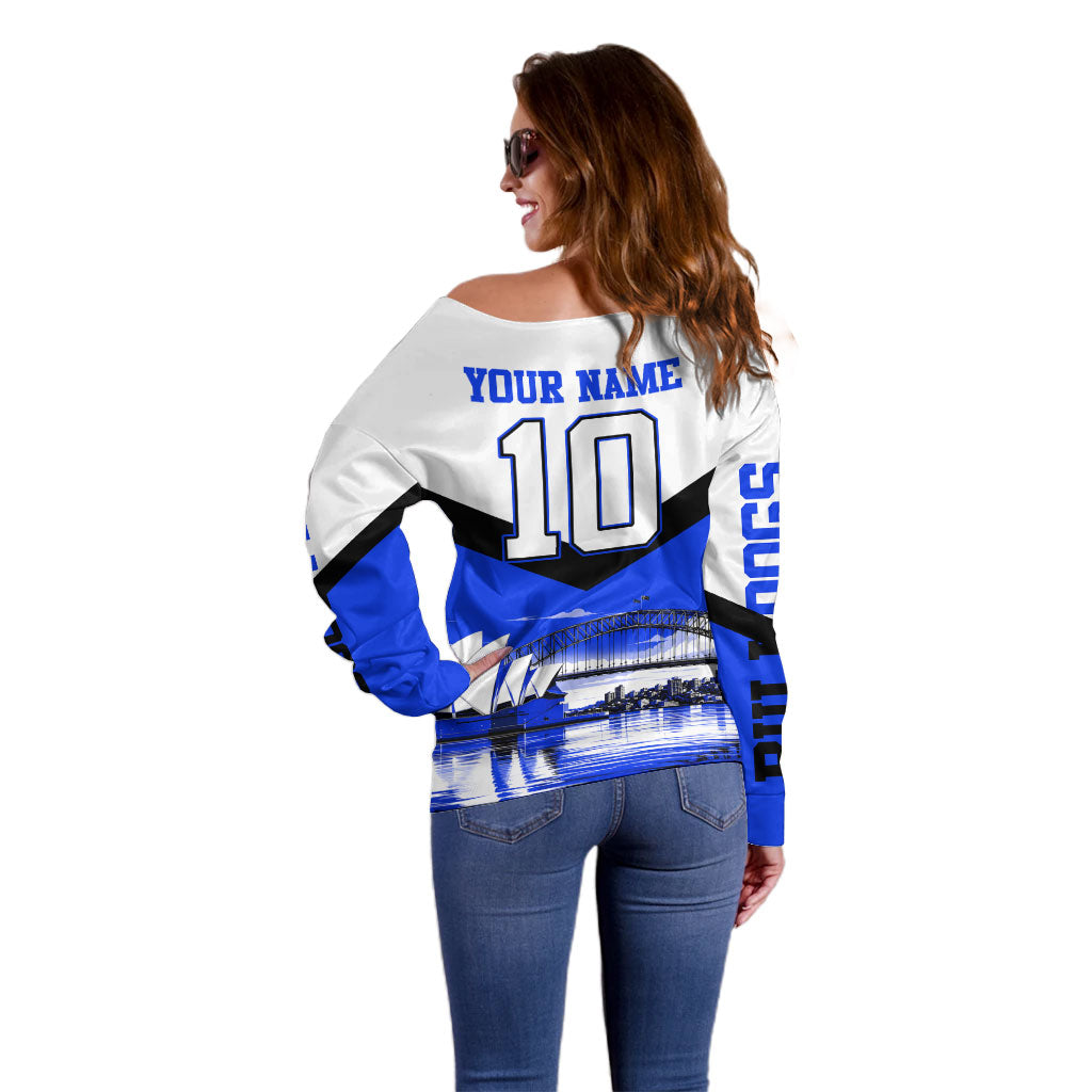 Personalised Canterbury Bankstown Bulldogs Off Shoulder Sweater Rugby Mascot Sydney City Skyline