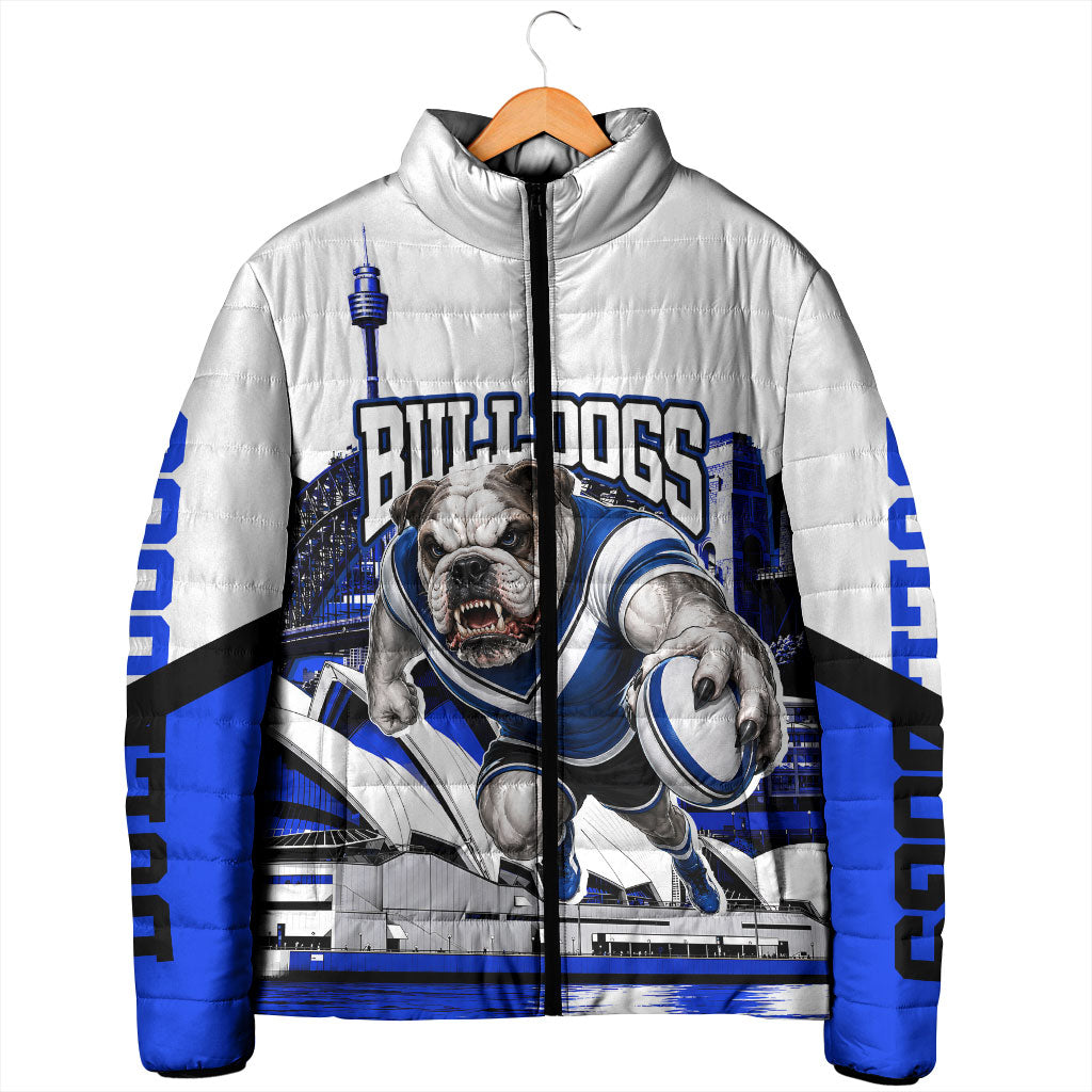 Personalised Canterbury Bankstown Bulldogs Padded Jacket Rugby Mascot Sydney City Skyline