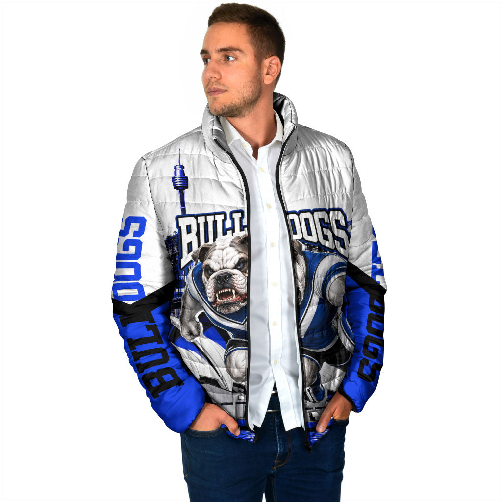 Personalised Canterbury Bankstown Bulldogs Padded Jacket Rugby Mascot Sydney City Skyline