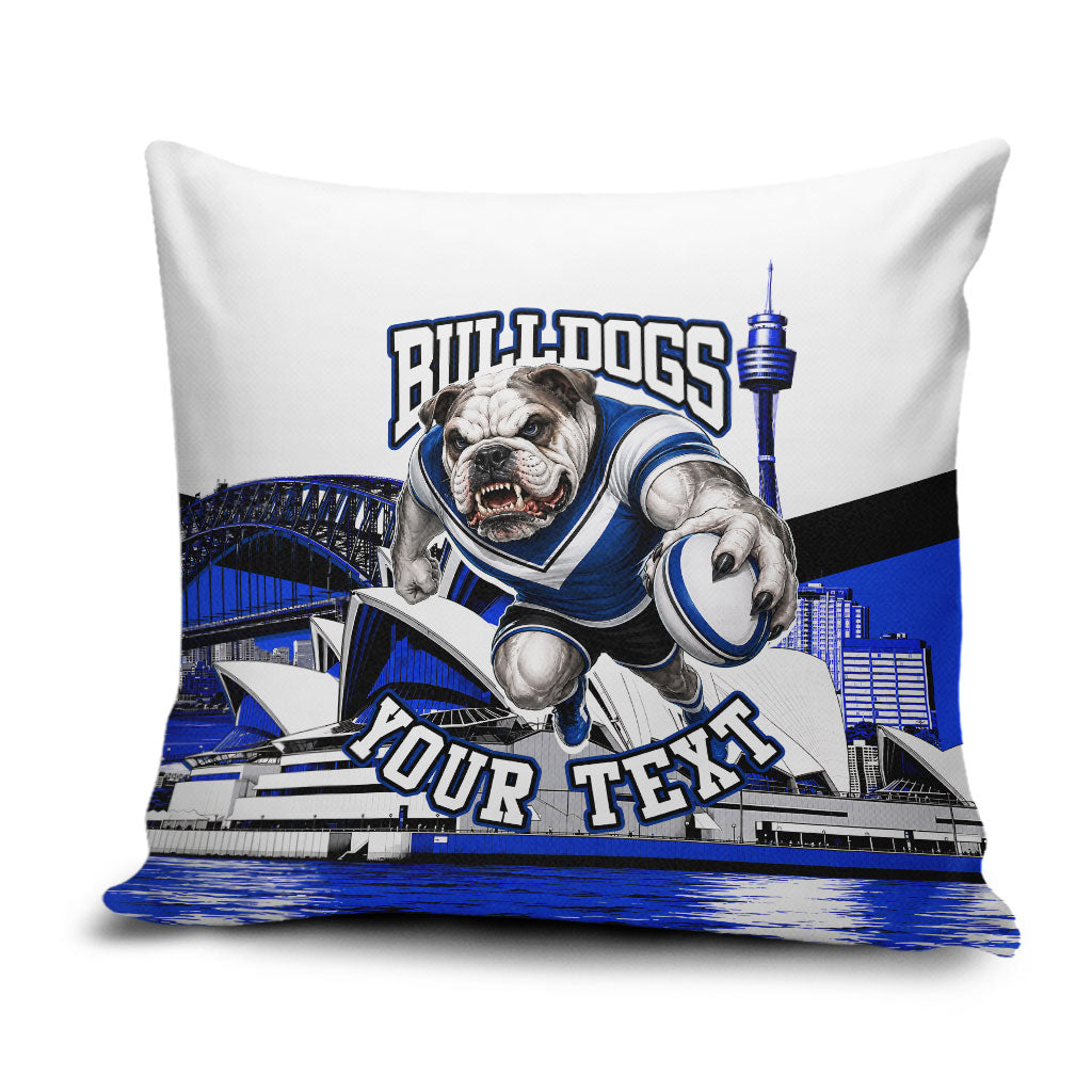 Personalised Canterbury Bankstown Bulldogs Pillow Cover Rugby Mascot Sydney City Skyline