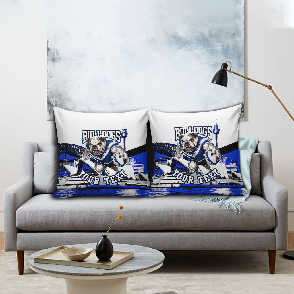 Personalised Canterbury Bankstown Bulldogs Pillow Cover Rugby Mascot Sydney City Skyline