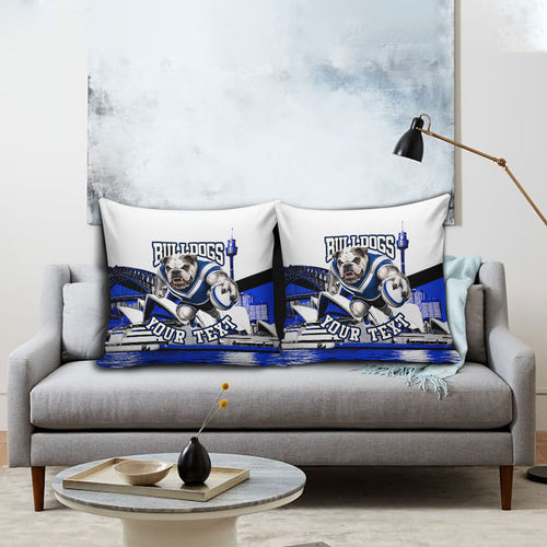 Personalised Canterbury Bankstown Bulldogs Pillow Cover Rugby Mascot Sydney City Skyline