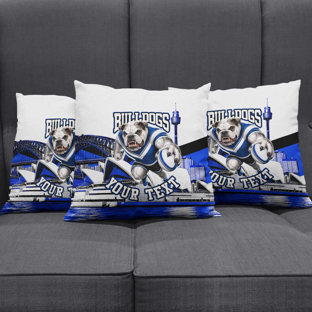 Personalised Canterbury Bankstown Bulldogs Pillow Cover Rugby Mascot Sydney City Skyline