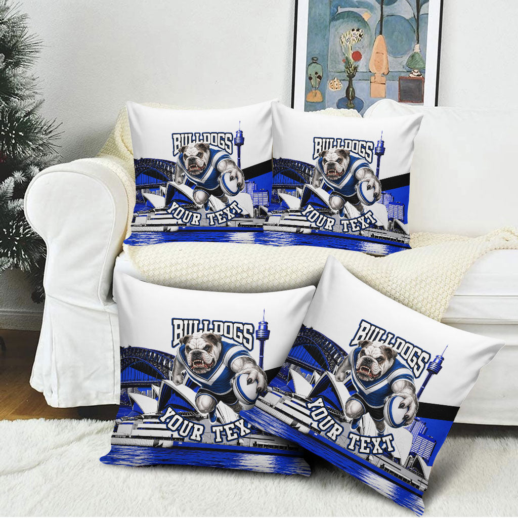 Personalised Canterbury Bankstown Bulldogs Pillow Cover Rugby Mascot Sydney City Skyline