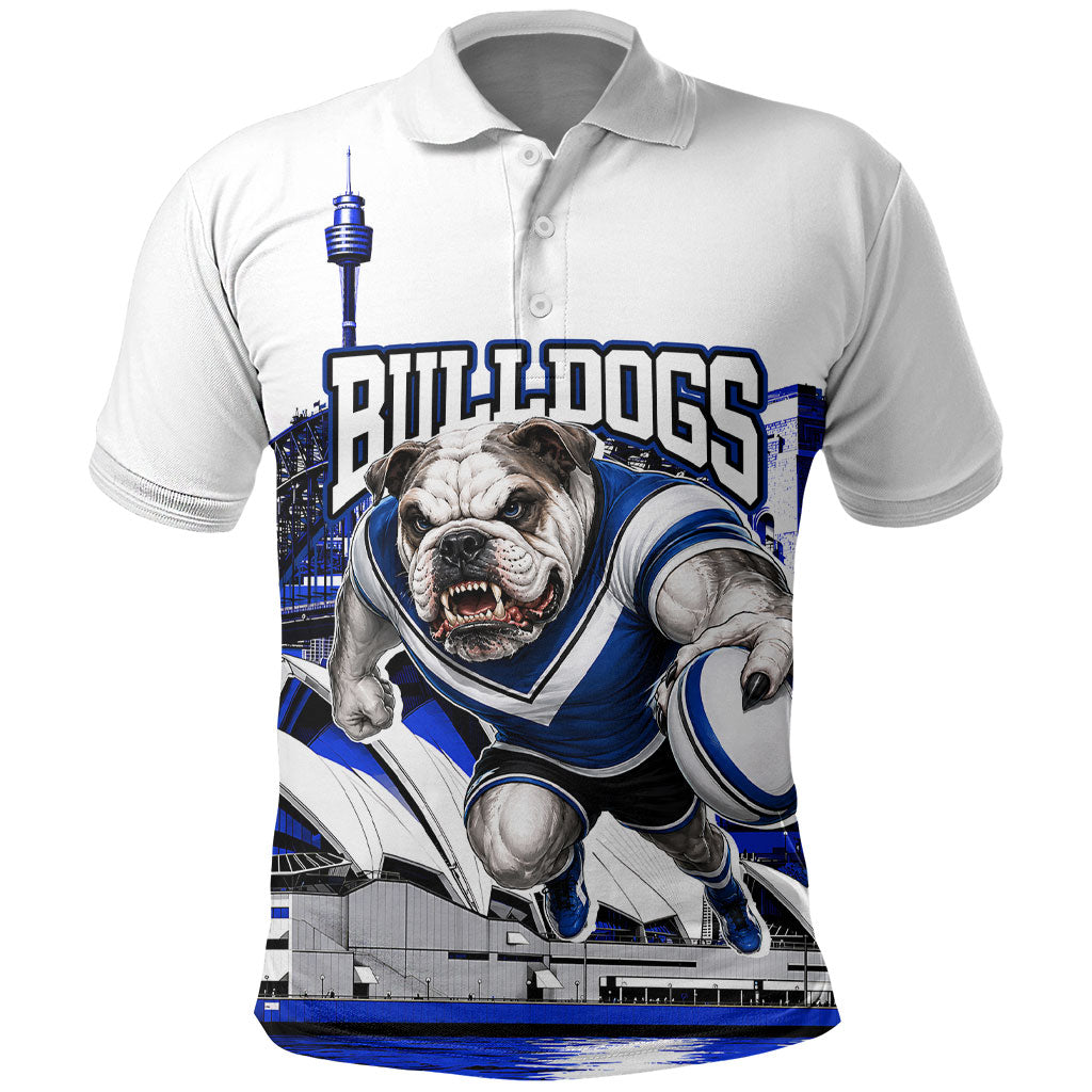 Personalised Canterbury Bankstown Bulldogs Polo Shirt Rugby Mascot Sydney City Skyline