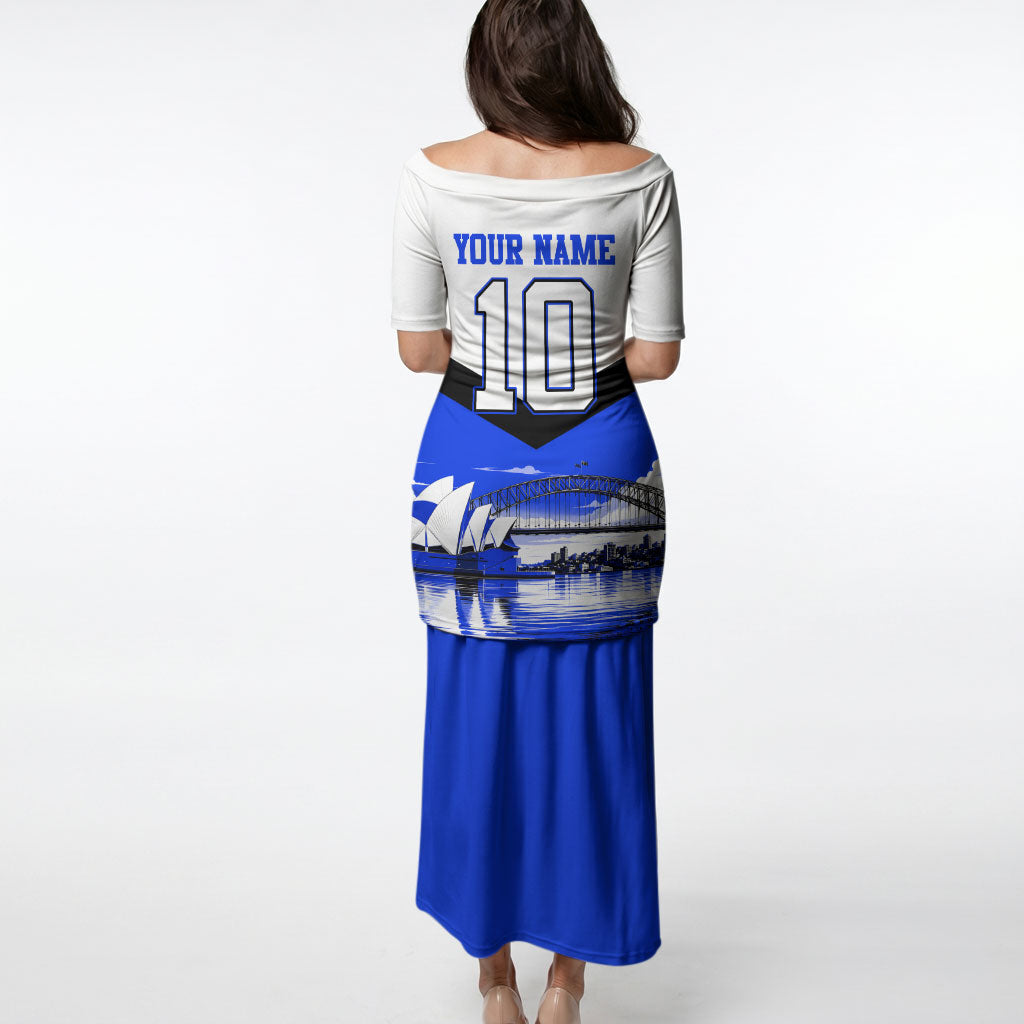 Personalised Canterbury Bankstown Bulldogs Puletasi Rugby Mascot Sydney City Skyline