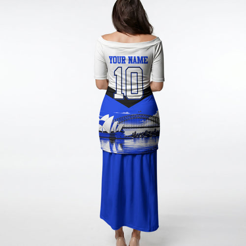 Personalised Canterbury Bankstown Bulldogs Puletasi Rugby Mascot Sydney City Skyline