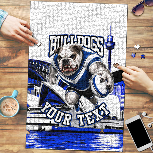 Personalised Canterbury Bankstown Bulldogs Puzzle Rugby Mascot Sydney City Skyline