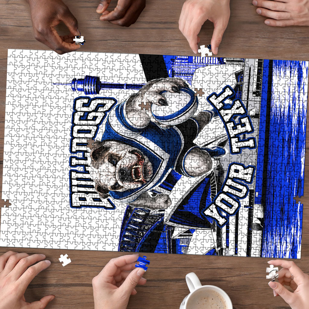 Personalised Canterbury Bankstown Bulldogs Puzzle Rugby Mascot Sydney City Skyline