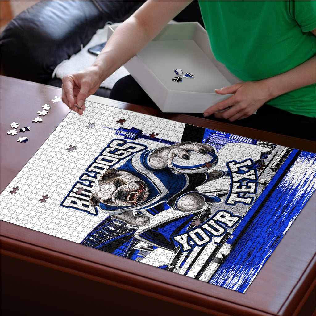Personalised Canterbury Bankstown Bulldogs Puzzle Rugby Mascot Sydney City Skyline