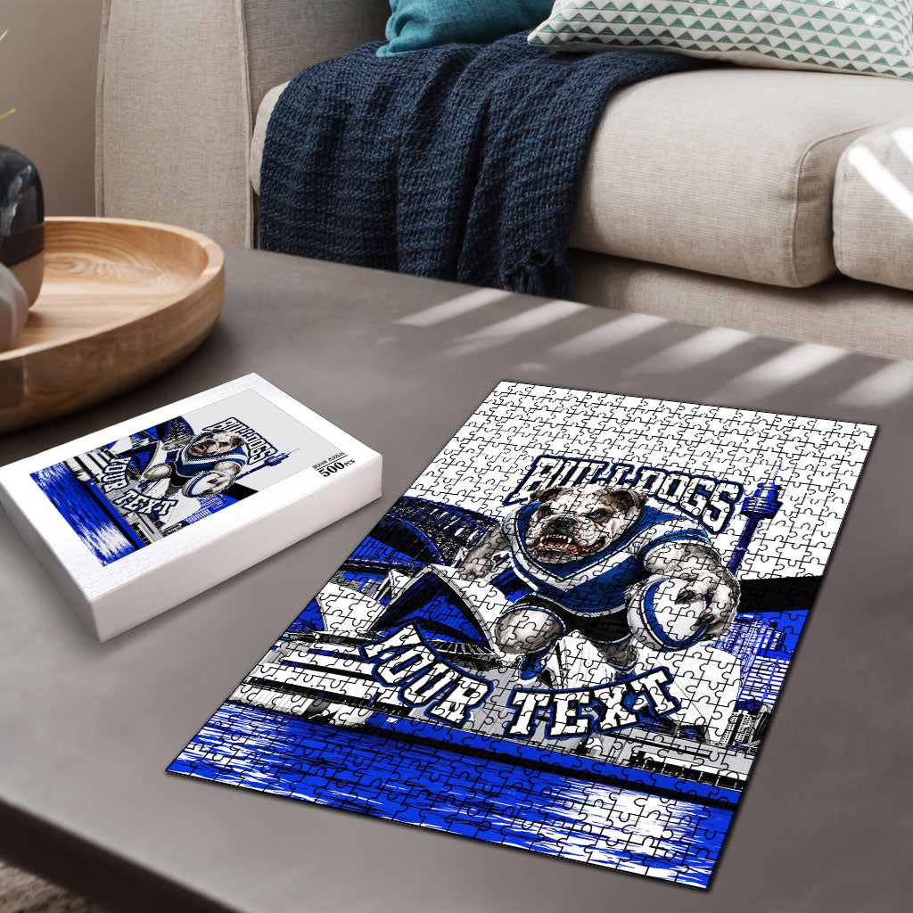 Personalised Canterbury Bankstown Bulldogs Puzzle Rugby Mascot Sydney City Skyline