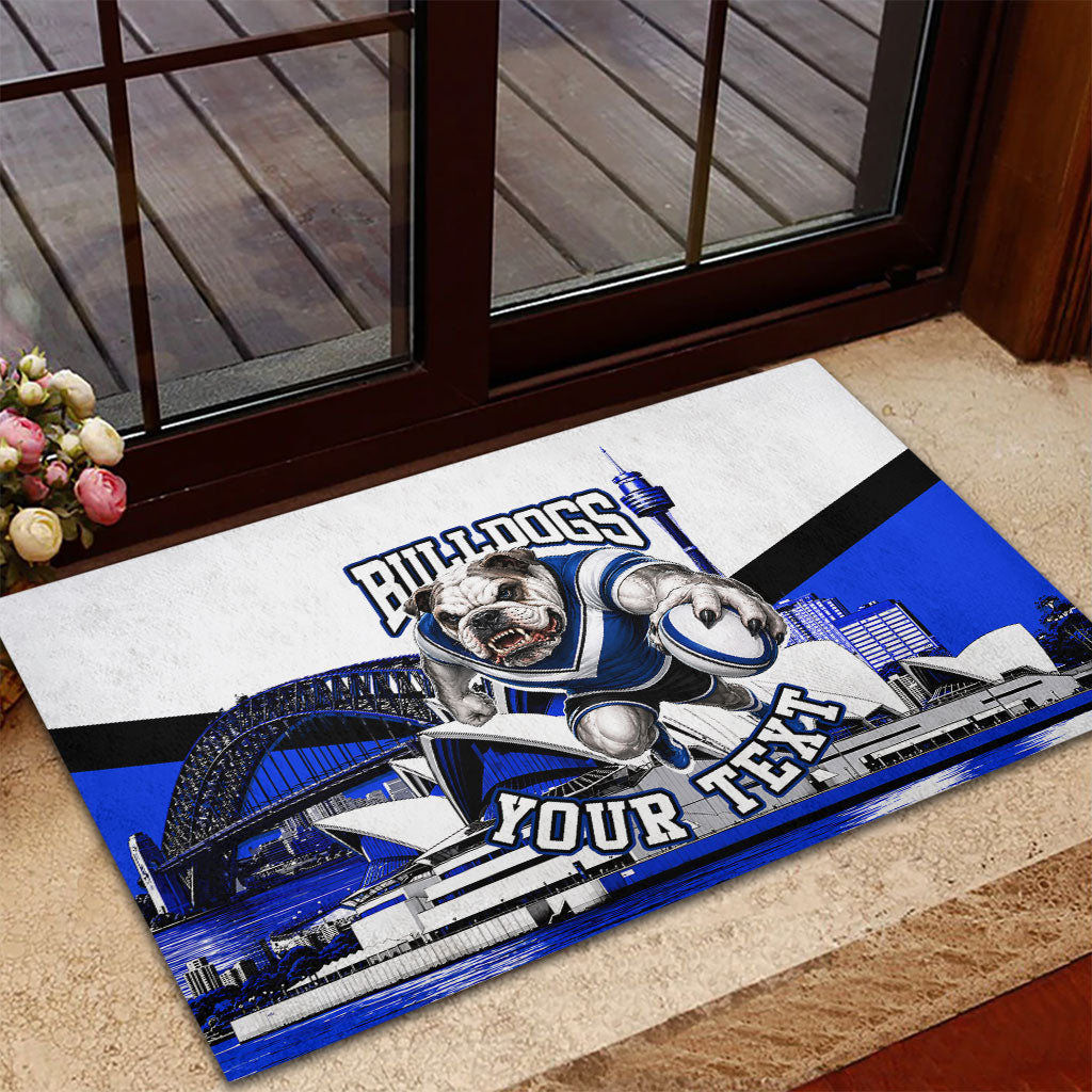 Personalised Canterbury Bankstown Bulldogs Rubber Doormat Rugby Mascot Sydney City Skyline