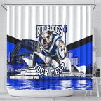 Personalised Canterbury Bankstown Bulldogs Shower Curtain Rugby Mascot Sydney City Skyline