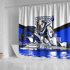 Personalised Canterbury Bankstown Bulldogs Shower Curtain Rugby Mascot Sydney City Skyline