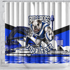 Personalised Canterbury Bankstown Bulldogs Shower Curtain Rugby Mascot Sydney City Skyline