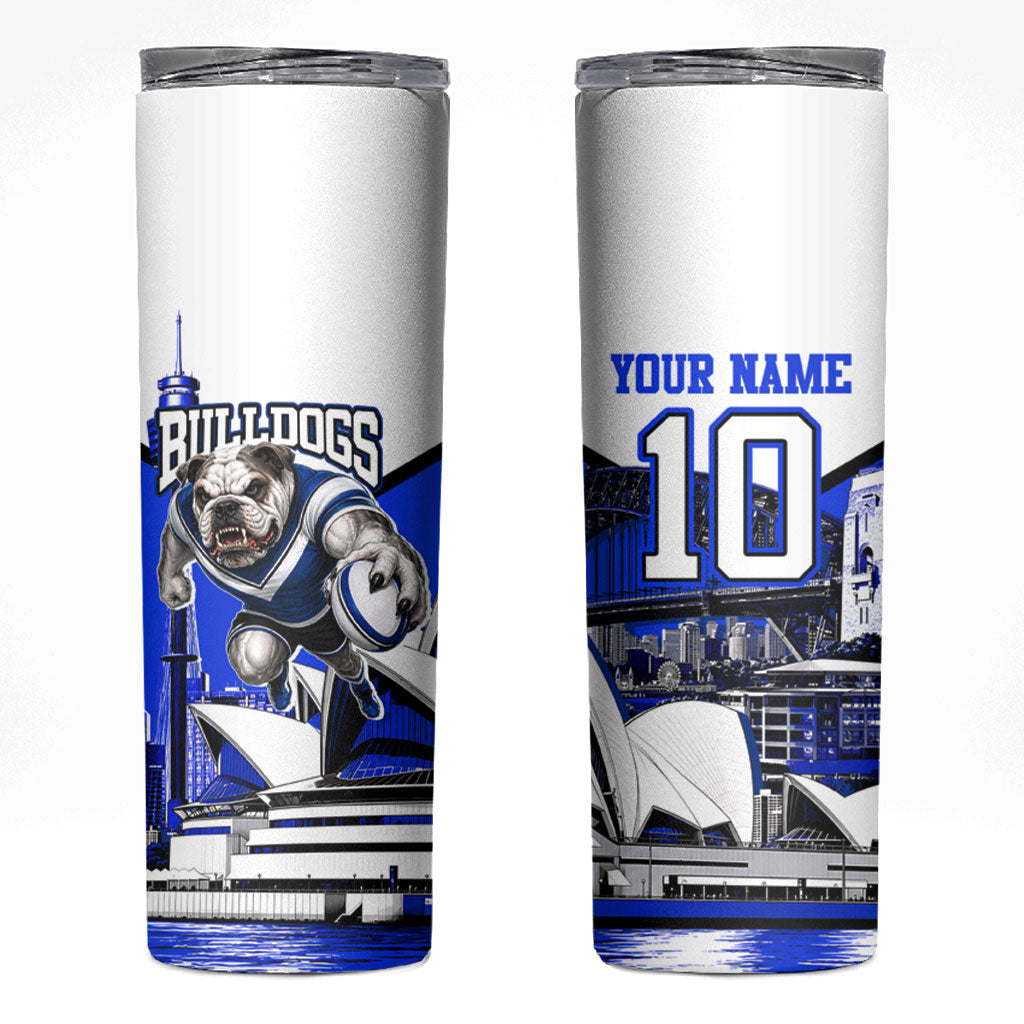 Personalised Canterbury Bankstown Bulldogs Skinny Tumbler Rugby Mascot Sydney City Skyline