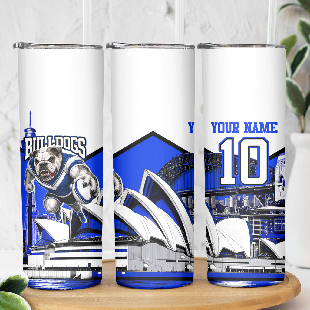 Personalised Canterbury Bankstown Bulldogs Skinny Tumbler Rugby Mascot Sydney City Skyline