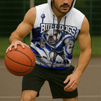 Personalised Canterbury Bankstown Bulldogs Sleeveless Zip Hoodie Rugby Mascot Sydney City Skyline