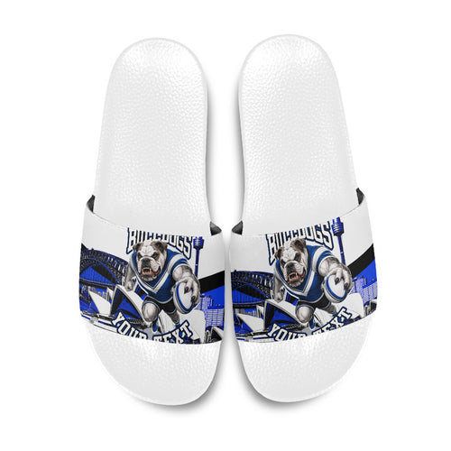 Personalised Canterbury Bankstown Bulldogs Slide Sandals Rugby Mascot Sydney City Skyline