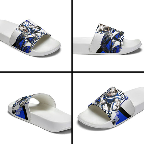 Personalised Canterbury Bankstown Bulldogs Slide Sandals Rugby Mascot Sydney City Skyline